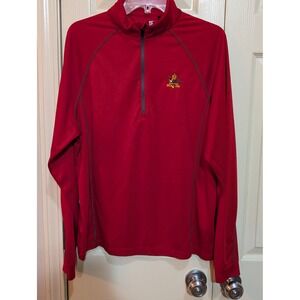 PING Performance Red Quarter Zip Pullover Anheuser Busch Logo Gorpcore Med Flaws